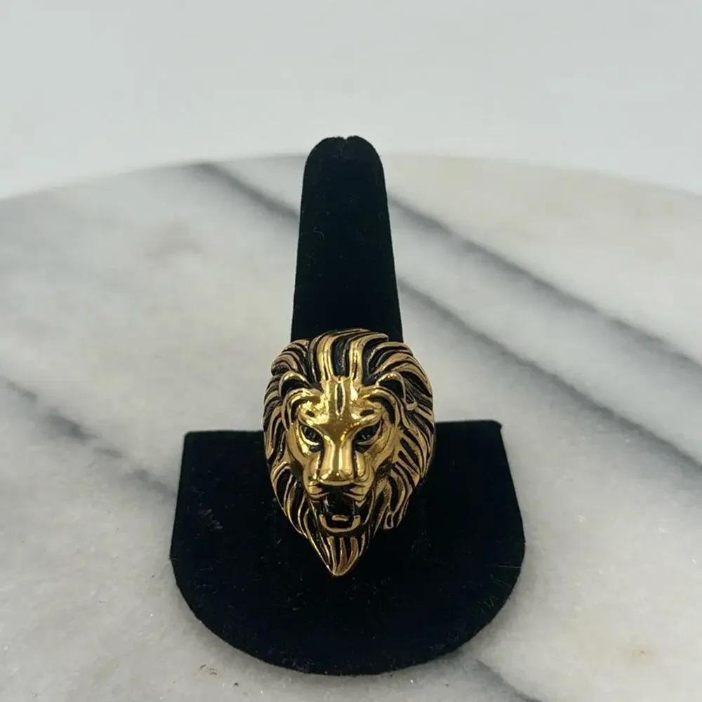 NWOT Zodiac Leo gold plated over stainless steel statement ring size 10.5